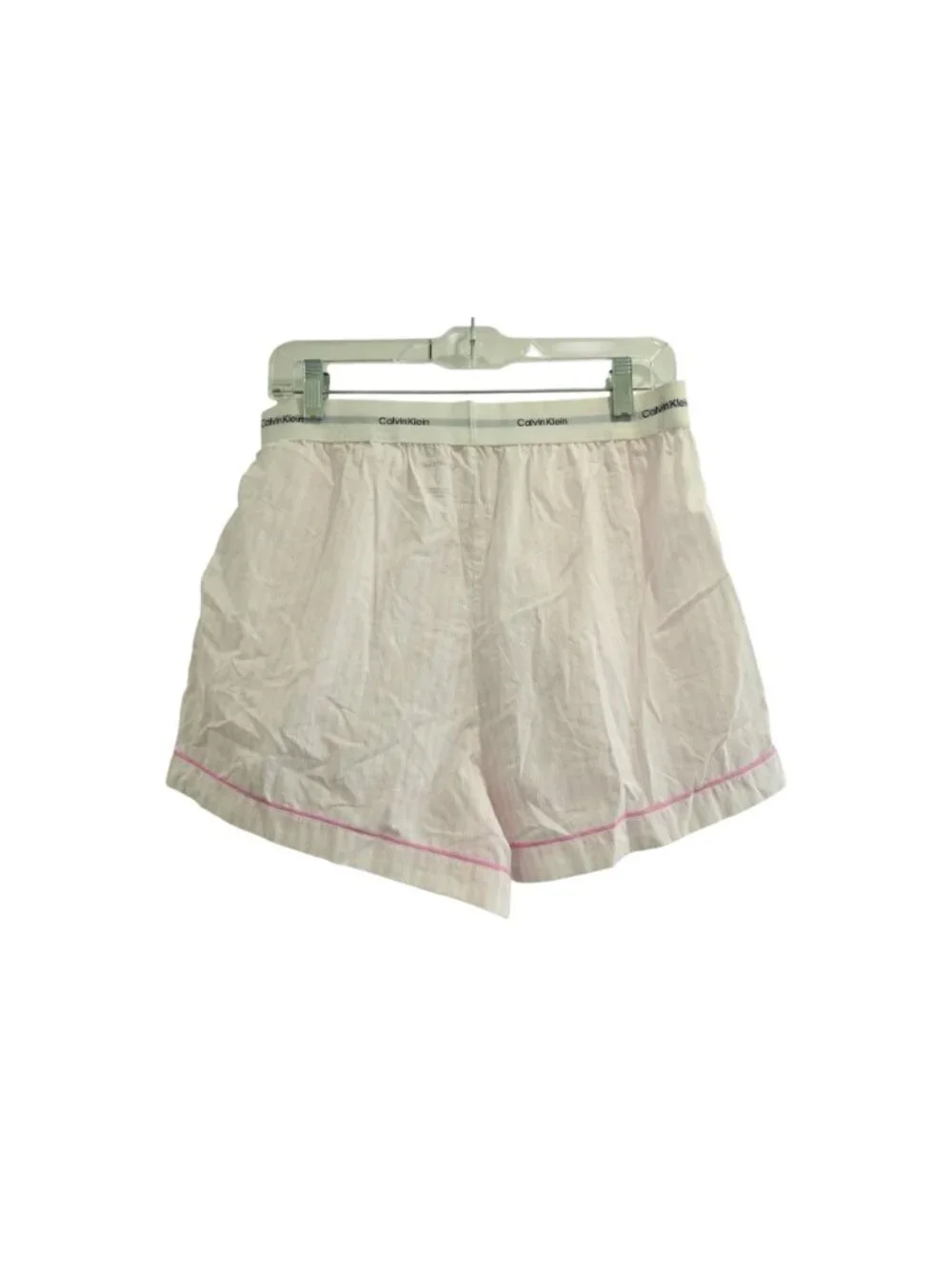 NWT Calvin Klein Cotton Poplin V-Day Shorts Sz M Pink White Striped QS7573